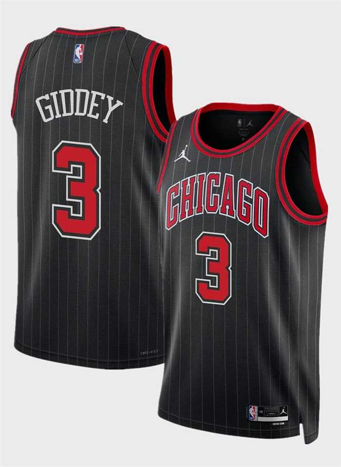 Men%27s Chicago Bulls #3 Josh Giddey Black Statement Edition Stitched Basketball Jersey Dzhi->chicago bulls->NBA Jersey